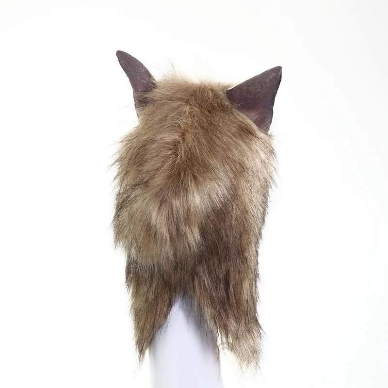 Halloween Wolf Head Latex Mask with Gloves Costume Prop for Party and Decor