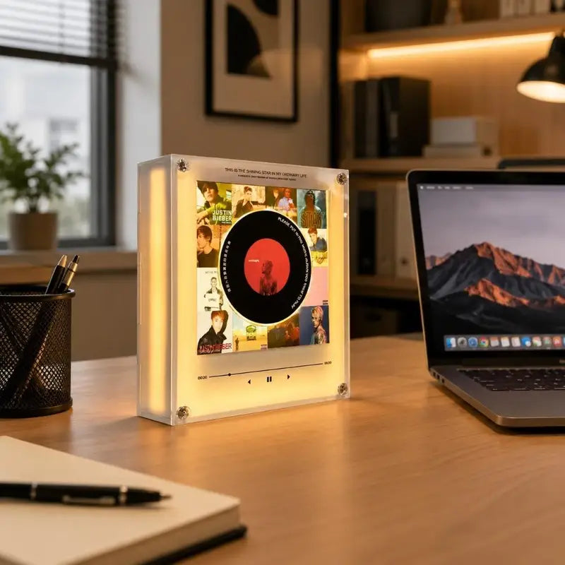 NFC Music Player Night Light with Acrylic Design - Magnetic Fridge Light & Desk Decor