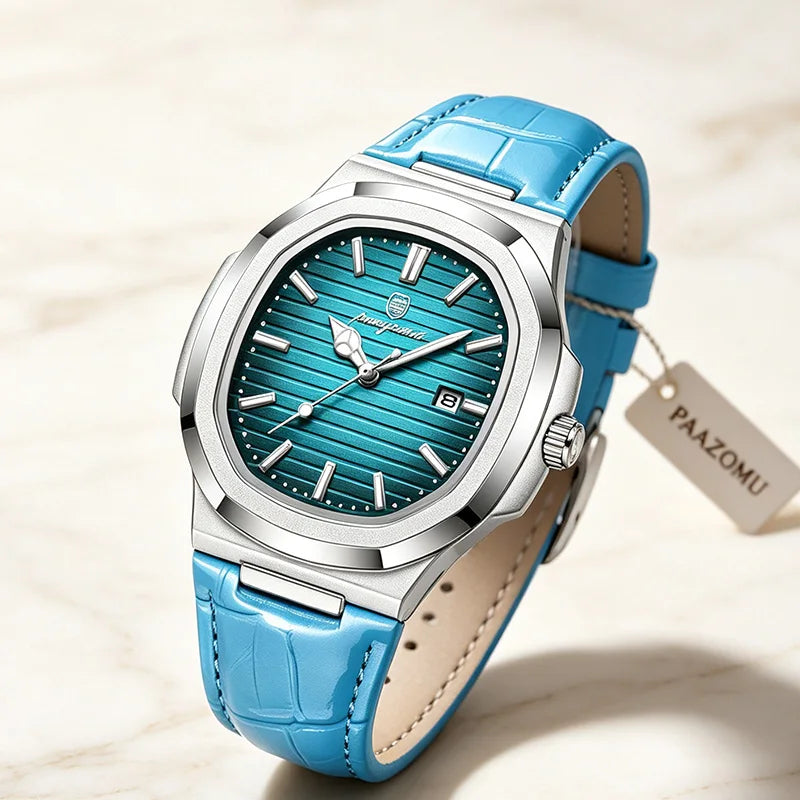 Luxury Leather Business Watch for Men - Waterproof Quartz Casual Wristwatch