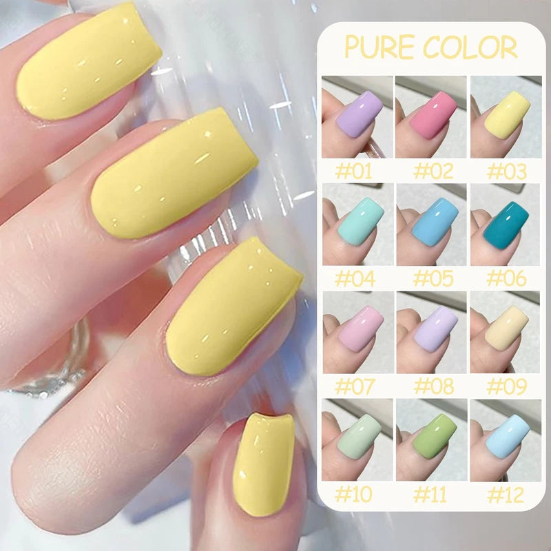 12Pcs Lemon Yellow Mustard Feather Nail Art Decorations - Gel Nail Polish Series
