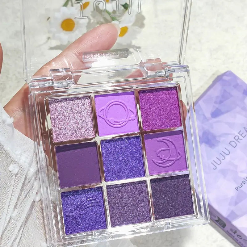 9-Color Purple and Pink Eyeshadow Palette - Waterproof Long-Lasting Matte & Shimmer Finishes