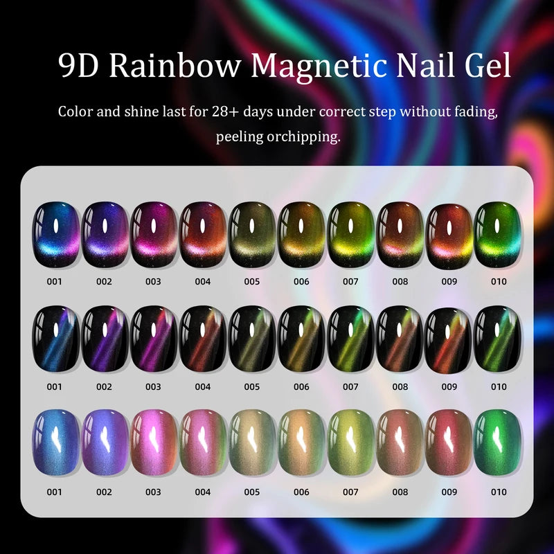 7.5ml Rainbow Magnetic Nail Polish - Quick Dry Cat Eye Varnish for DIY Nail Art