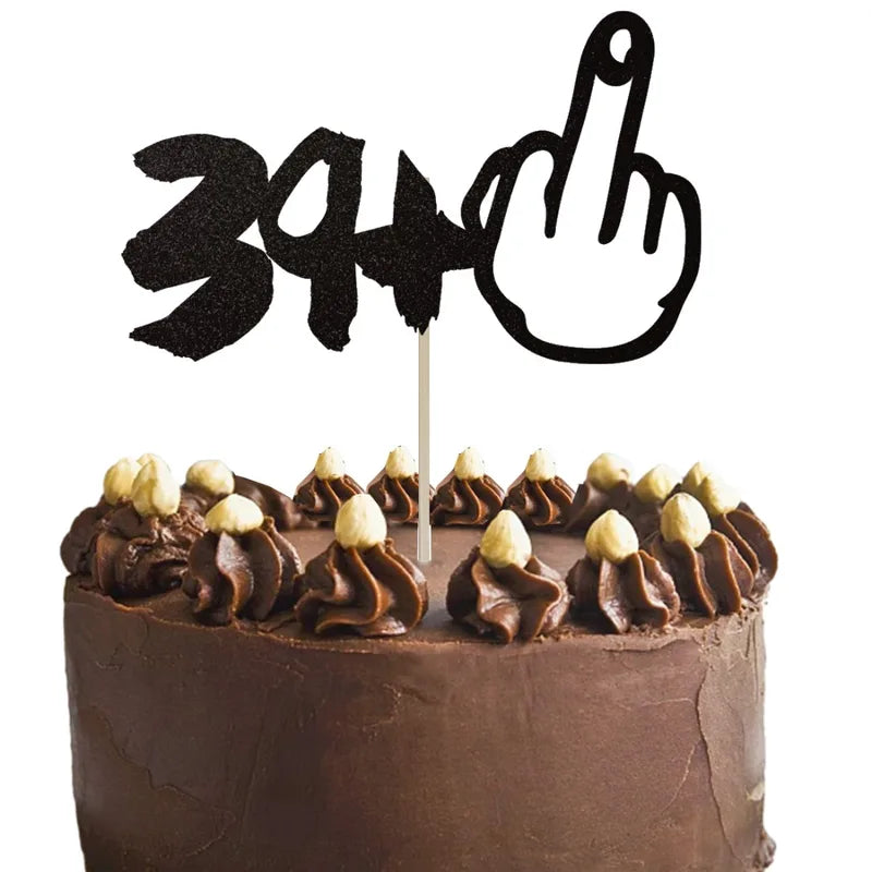 Black Glitter 40th Birthday Cake Decoration, Perfect for Anniversary & Party