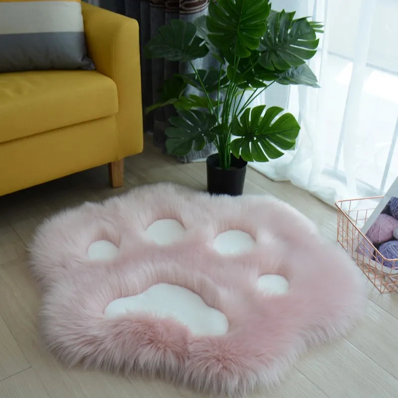 Cat Paw Pattern Plush Carpet for Living Room Soft Rug Home Decor