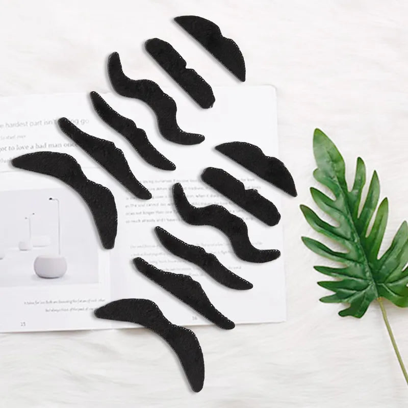 12-Pack Self-Adhesive Fake Mustaches for Costume and Party Fun