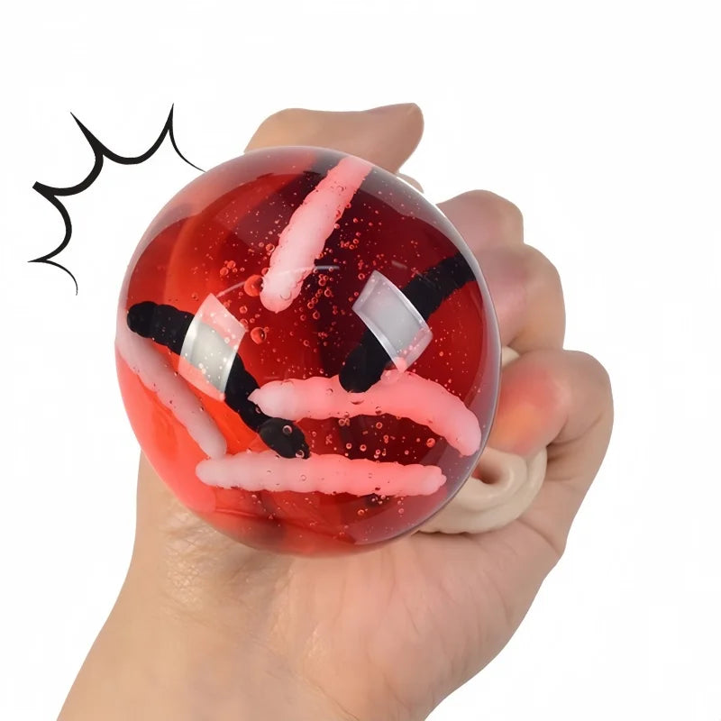 Halloween Skull Stress Ball Squeeze Toy - Blood and Maggots Decor, Stress Relief Fidget