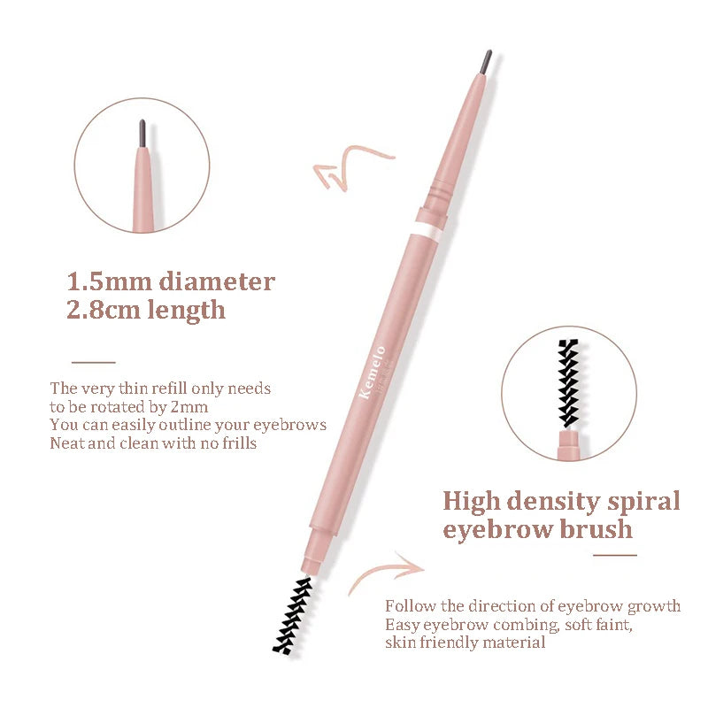 Ultra Fine Double-Ended Eyebrow Pencil - Waterproof, Long Lasting, Natural Finish
