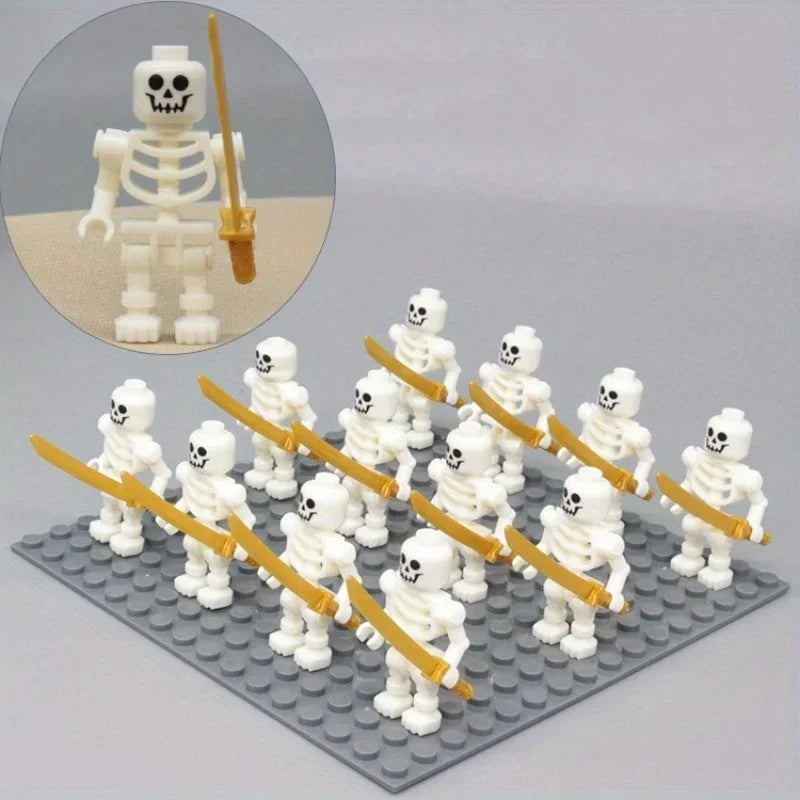 Halloween Skeleton Building Blocks Set - Mini Ninja Bone Figures for Kids