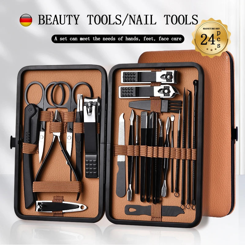 Manicure Tool Set 7-24Pcs Stainless Steel Nail Clippers & Grooming Kit