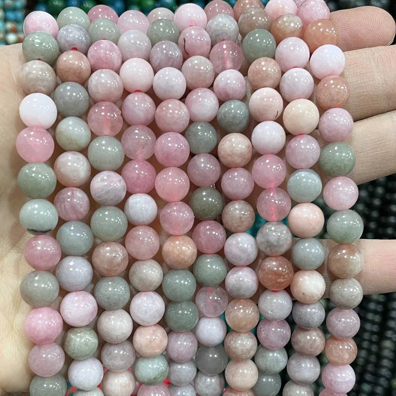 Multicolor Natural Stone Jade Chalcedony Beads for Jewelry Making - 6mm 8mm 10mm
