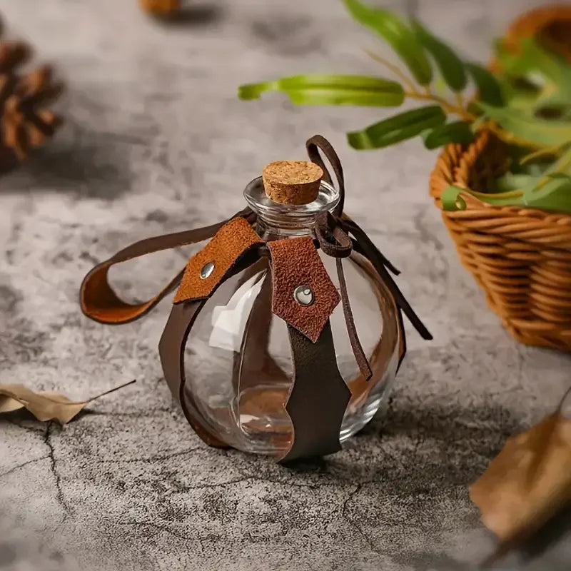 Magic Potion Bottle Set - Glass Wizard Bottles with Cork Stopper for Halloween Cosplay