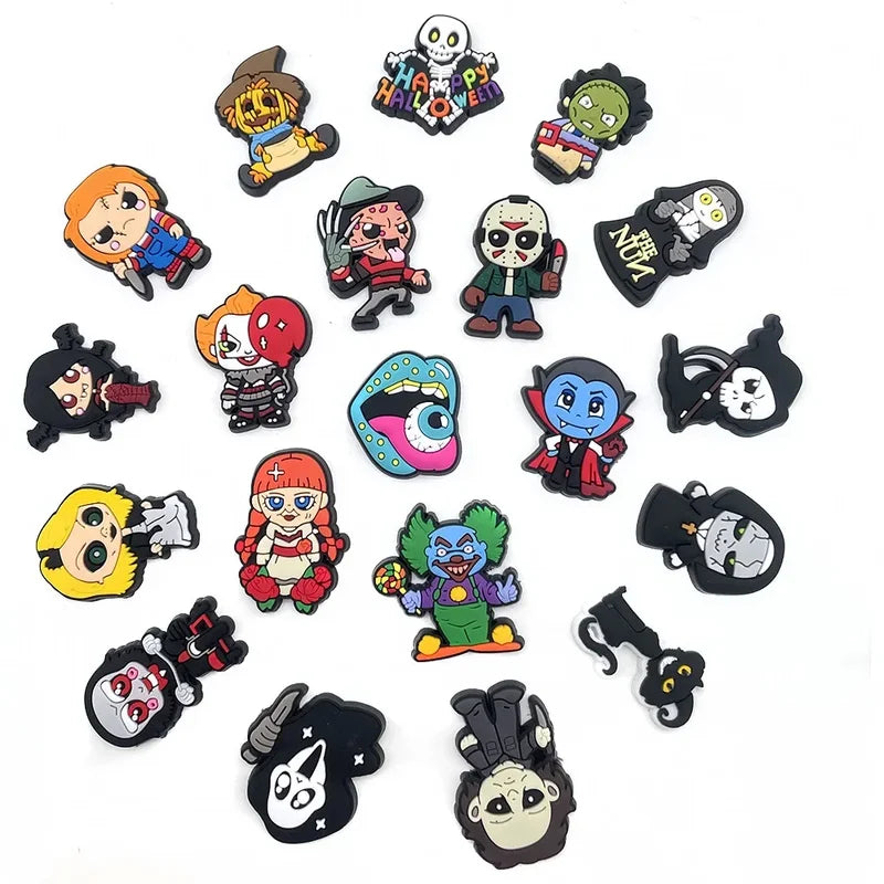 20Pcs Cartoon Halloween Shoe Charms for Kids Sandals & Clogs PVC Shoe Decorations