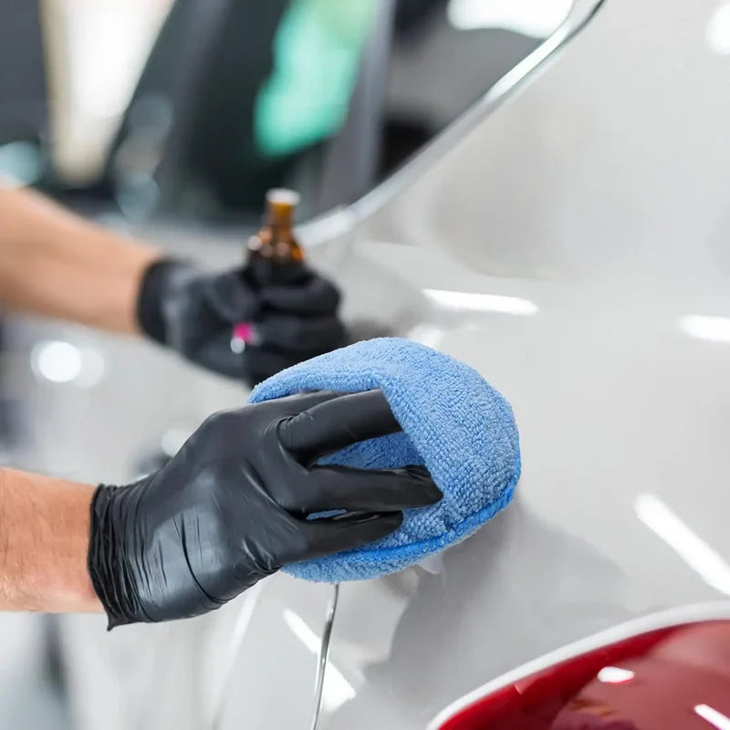 Microfiber Wax Applicator Sponges - 5 Inch Car Polishing Pads, Lint-Free, Ultra-Soft - 10 Pack