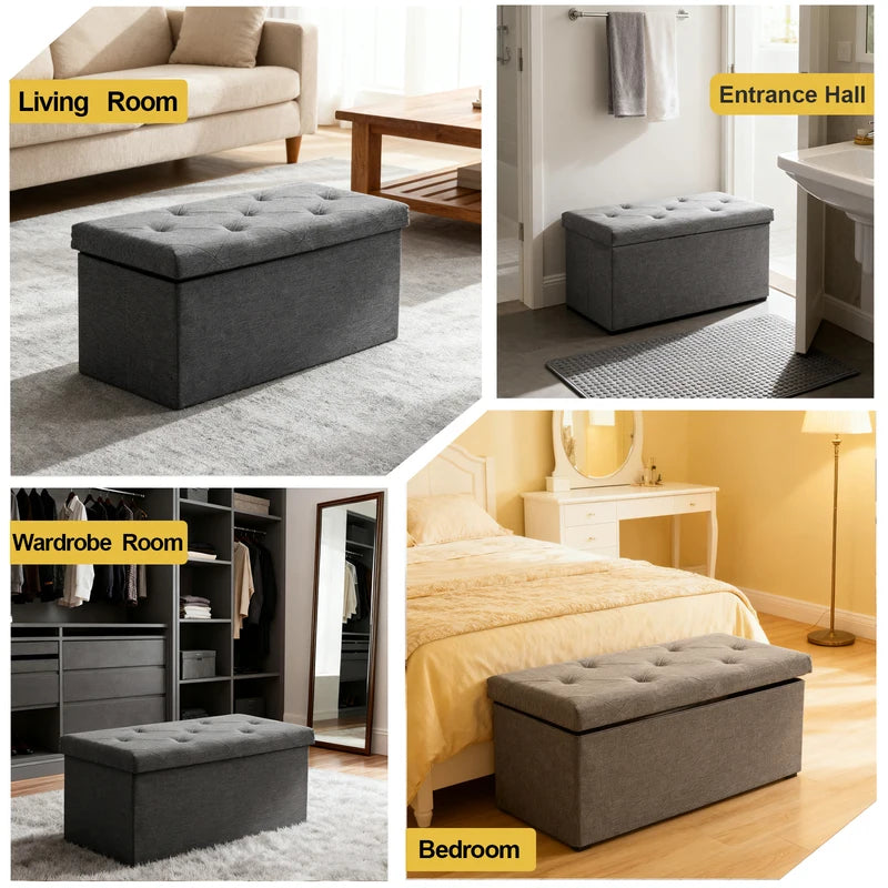 Heavy-Duty Multi-Purpose Folding Storage Ottoman Bench for Indoor & Outdoor Use