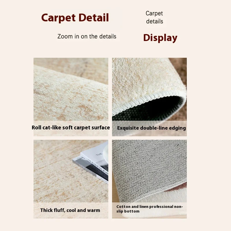 Retro Living Room Carpet with Thickened Floor Cushion for Sofa & Bedside Use