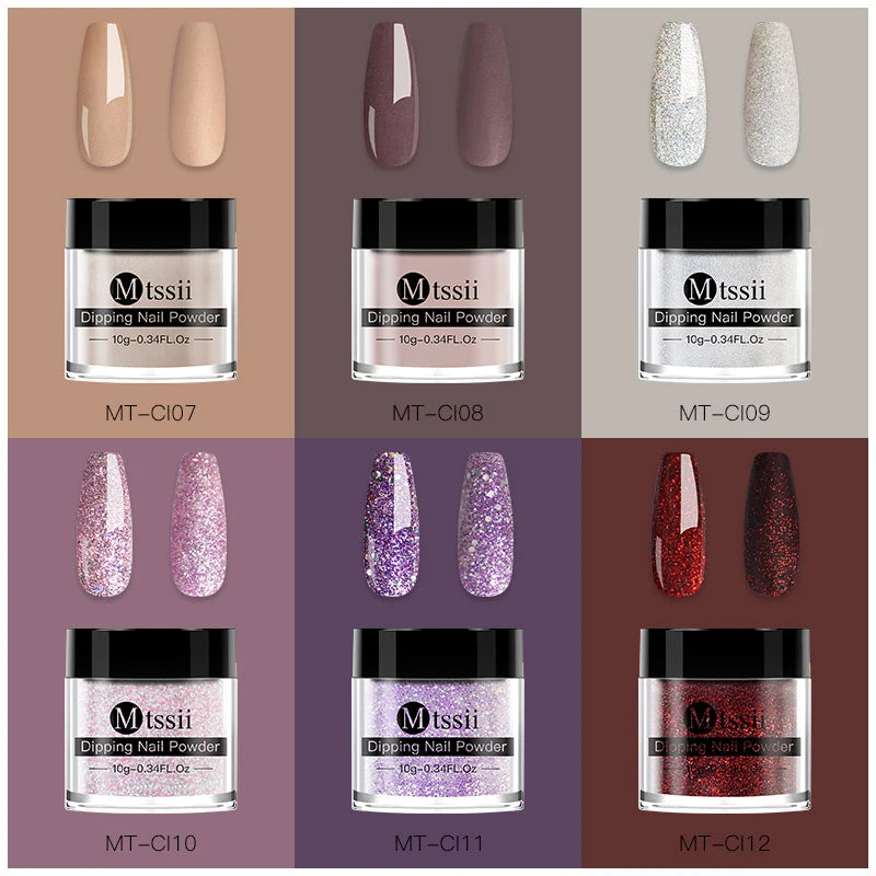 Dipping Nail Powder Set for Gradient French Nails - Nude Pink Glitter Colors