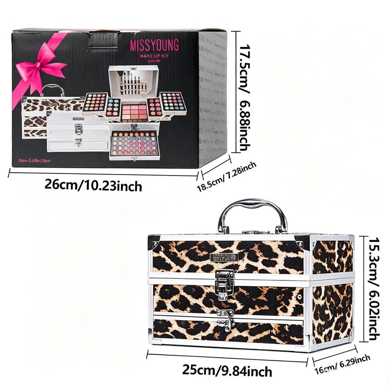All-In-One Eyeshadow Makeup Kit for Women & Beginners with Mirror, Blusher, Eyeliner, Eyebrow Powder, Perfect for Natural & Glam Looks