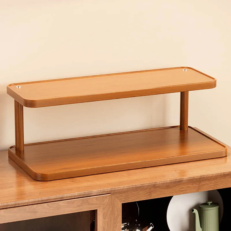 Multi-Layer Wooden Kitchen & Tea Room Storage Rack - Countertop Organizer