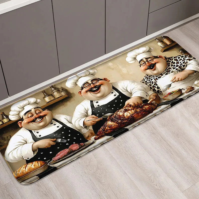 Cartoon Chef Kitchen Floor Mats Entrance Door Rug Living Room Decor Non-Slip