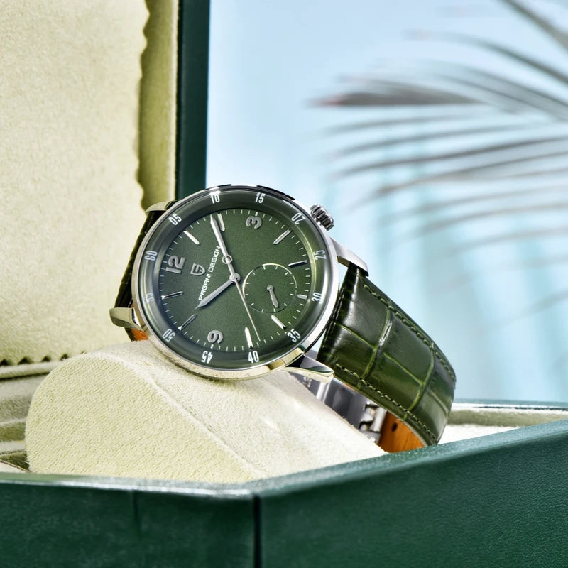 Men's Mechanical Watch 42MM Waterproof Leather Band Sapphire Glass