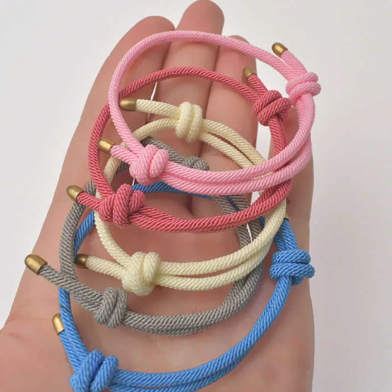 5PCS Adjustable Rope Bracelets Handmade Woven Jewelry Set for Men Women Couples