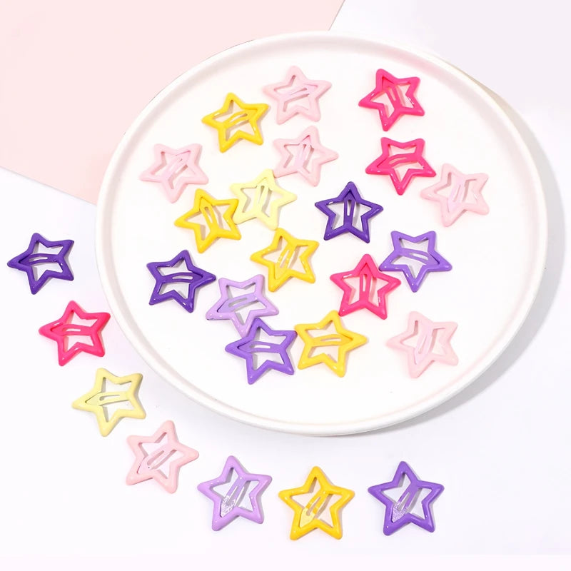 Colorful Star Hair Clips Set - Metal Five-Pointed Star Hair Accessories for Women