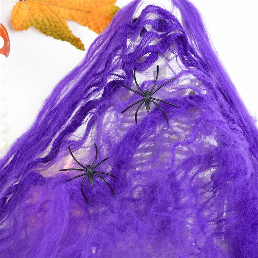 Halloween Spider Web Decoration Artificial Stretchy Cobweb for Haunted House & Party Scene Props