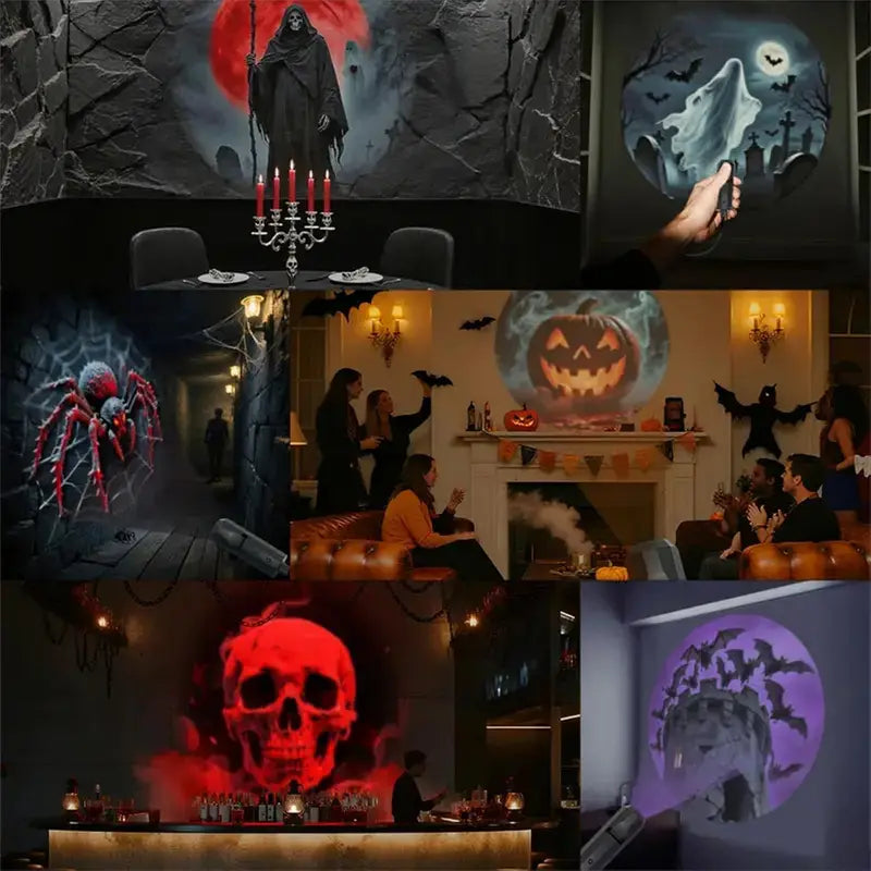 LED Projector Night Light with Ghost Skull Pattern for Room Ceiling Wall Decor - USB