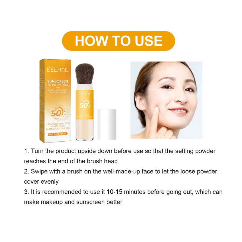 SPF50 Loose Powder Sunscreen with Waterproof Oil Control Face Powder - Brightening & Pore Blurring, 8g