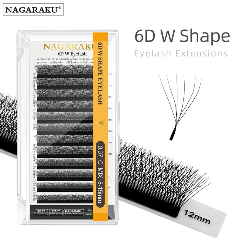 6D W Shape False Eyelash Extensions Premade Fans Natural Soft Light Full Dense