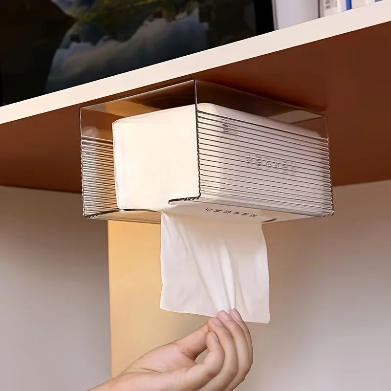 Wall-Mounted Acrylic Tissue Box Holder Transparent Bathroom & Living Room Dispenser
