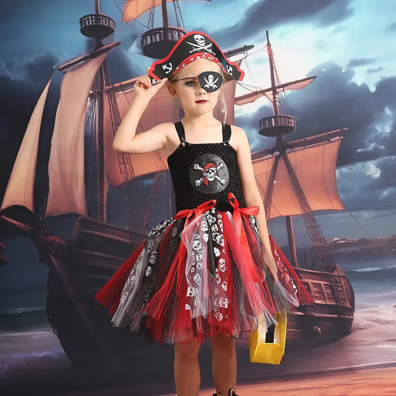 Girl Pirate Costume for Halloween Carnival Party Fancy Dress Cosplay 3-10 Years