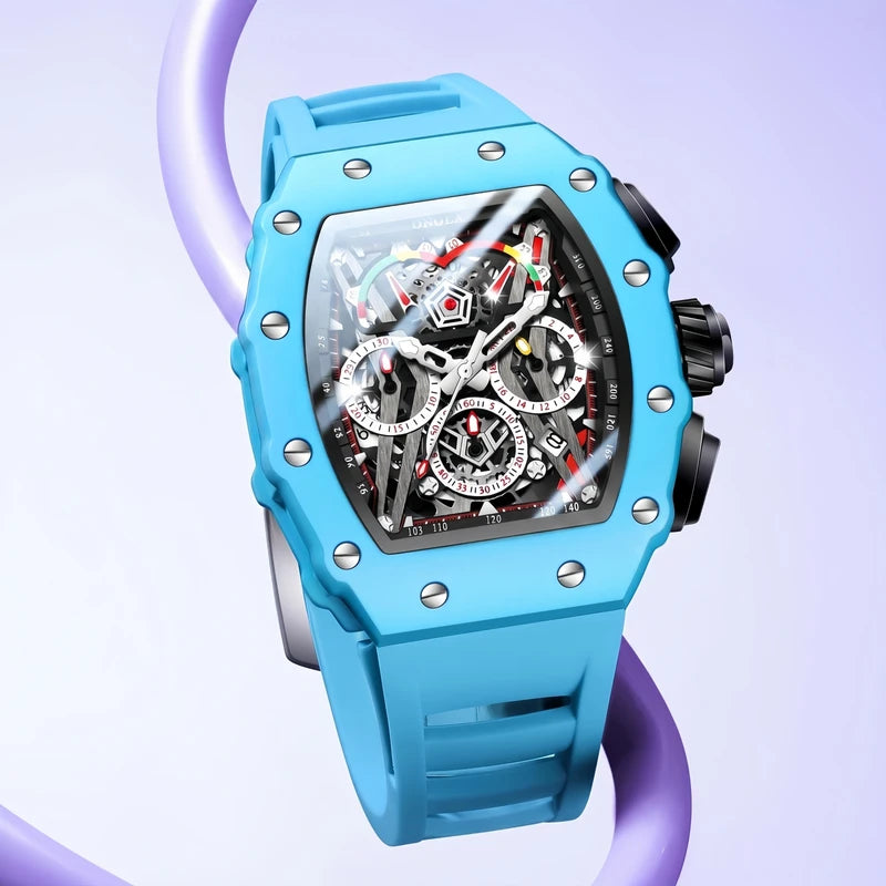 Men's Multi-Functional Waterproof Quartz Watch with Luminous Silicone Strap