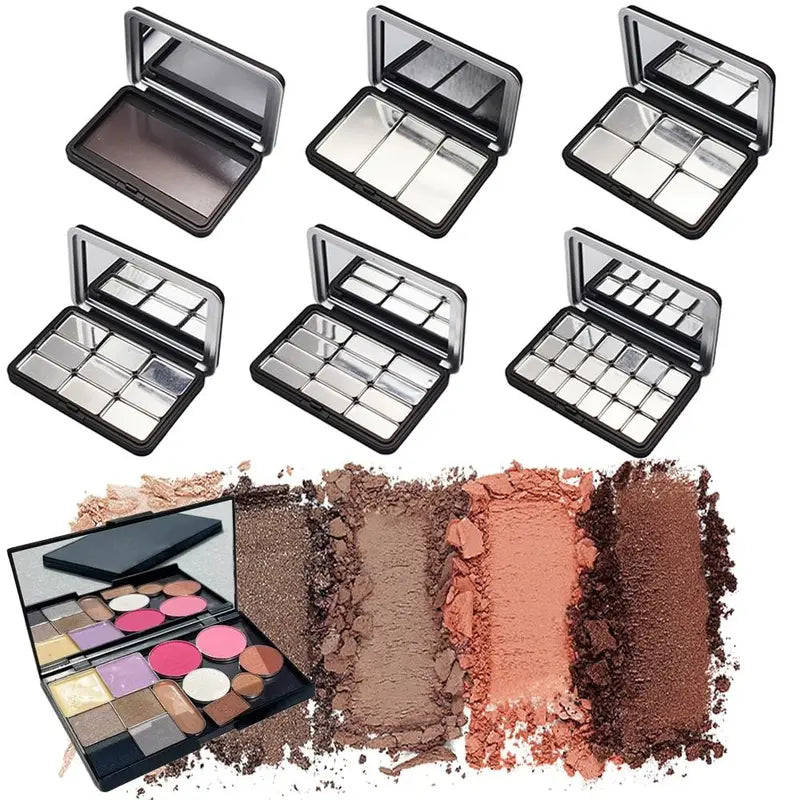 DIY Eyeshadow Palette Empty Matte Black Magnetic Makeup Box 6 Grids