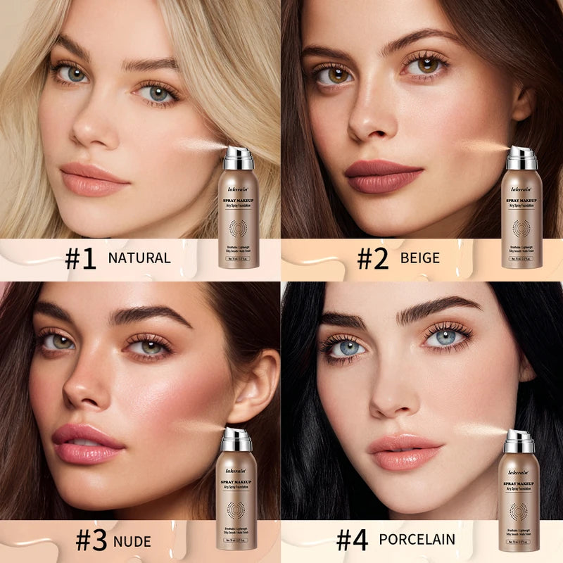 Spray Foundation with Brush Long-Lasting Water-Resistant Matte Full Coverage
