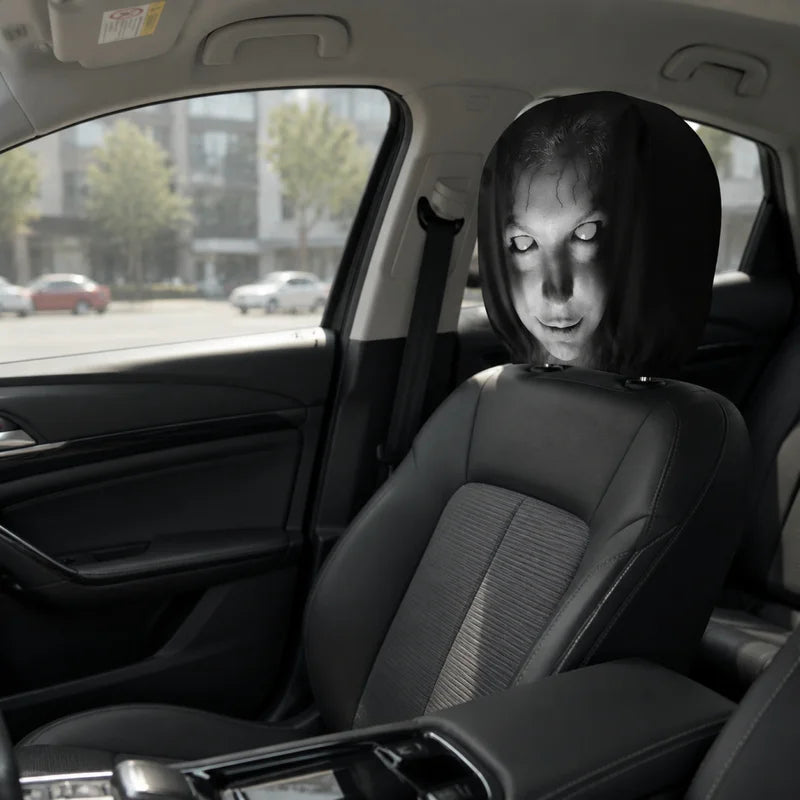 Funny Cartoon Car Headrest Cover - Decorative Seat Protector for Auto Interior