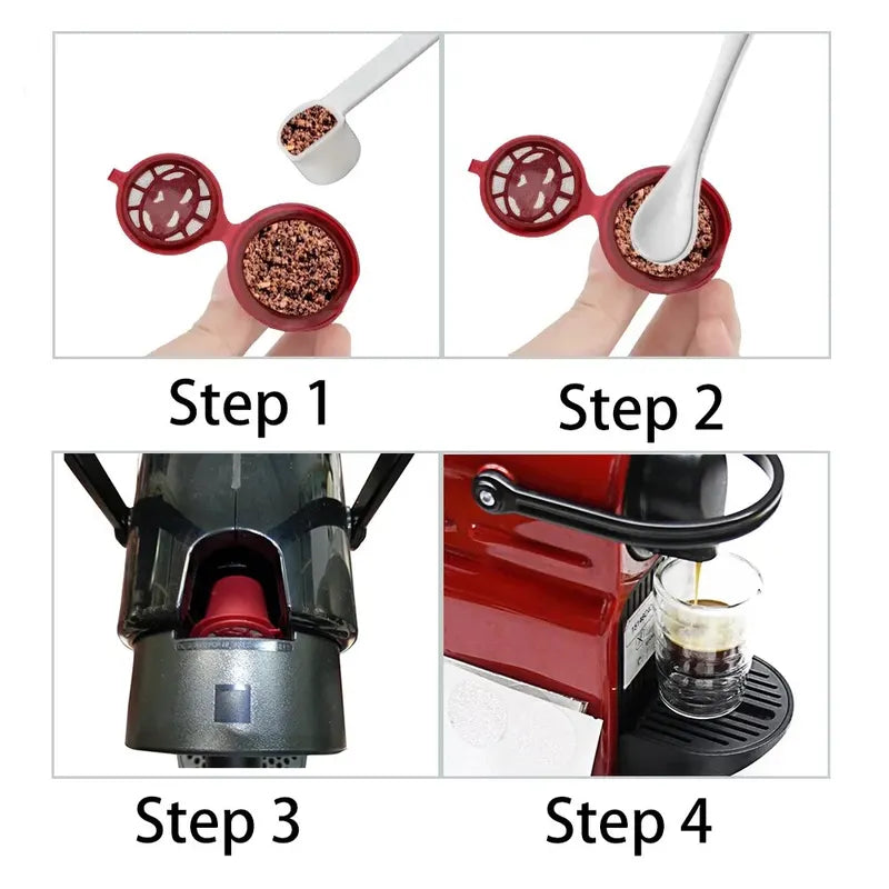 Reusable Coffee Capsules Set for Nespresso with Spoon & Brush - Food Grade PP