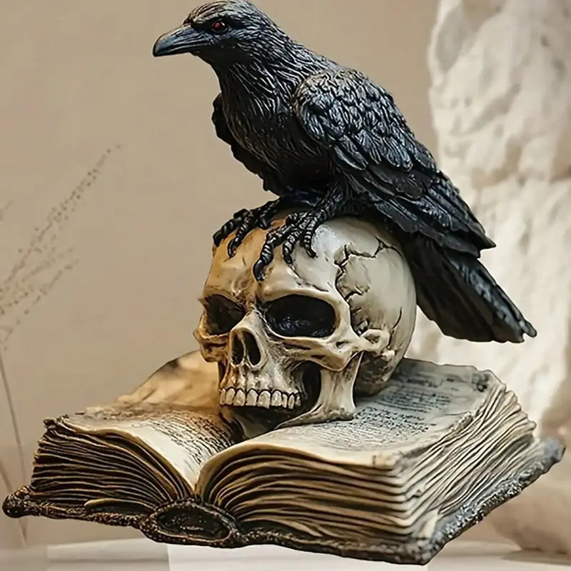 Gothic Crow Skull Acrylic Desktop Decoration Halloween Gift Home Office Decor