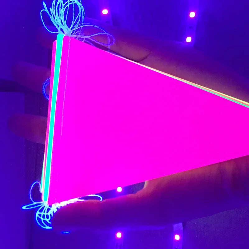 Neon Party Decoration Bunting Paper Garland with Triangle Flags for Glow-in-the-Dark Birthday Supplies
