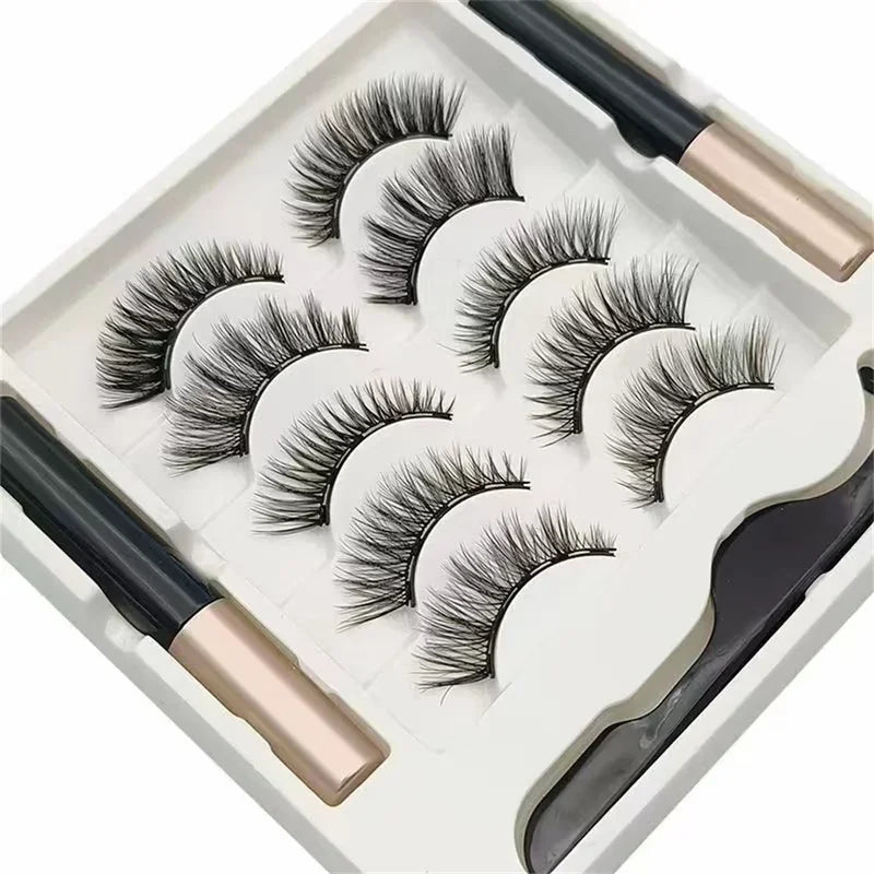 Magnetic Full Strip False Eyelashes Set - Natural, Dramatic, Thick Cilia