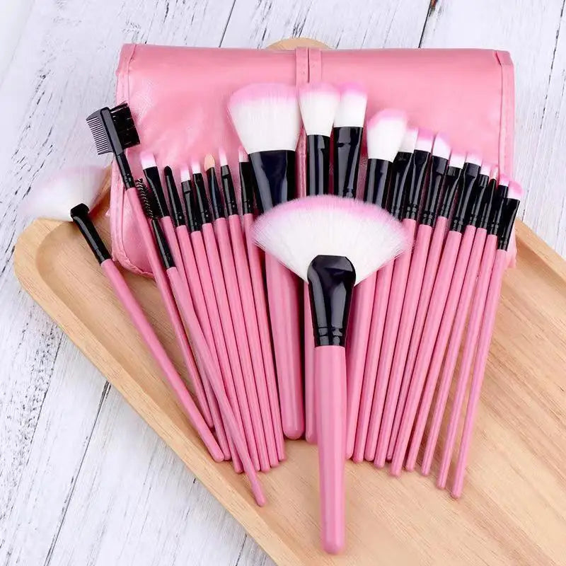 24Pcs Makeup Brush Set - Professional Synthetic Hair Cosmetic Tools for Face & Eyes