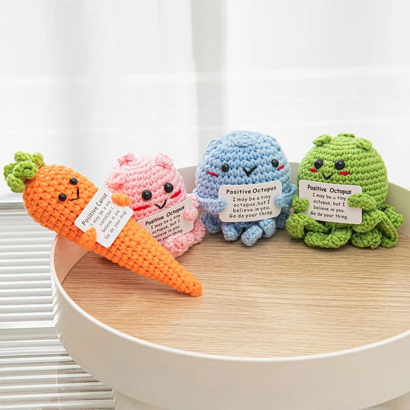 Crochet Animal Ornament Set - Woven Cartoon Decor for Room and Desk