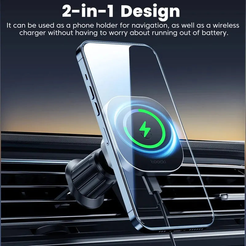Magnetic Wireless Car Charger Holder 15W Fast Charging for iPhone 12-15
