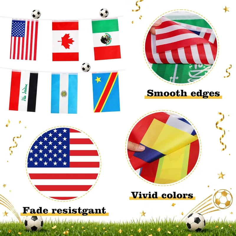 International World Flag Bunting Banner 45 Ft for Soccer Parties & Events