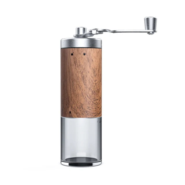 Portable Wood Grain Stainless Steel Hand Coffee Grinder with Adjustable Coarseness
