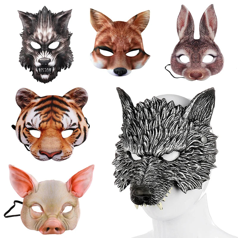 Animal Mask Half Face Costume Mask for Carnival Halloween Party Cosplay