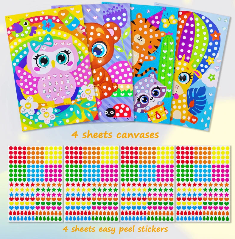 Children Dot Coloring Book with Mosaic Puzzle Stickers - Creative Educational Art Toy