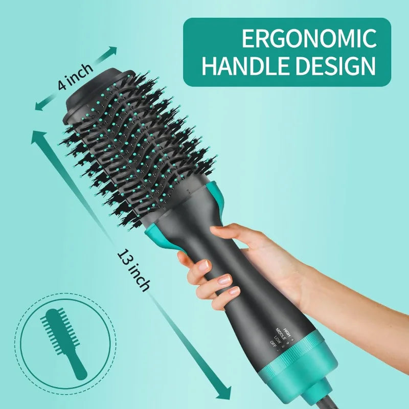 4-in-1 Hot Air Brush Hair Dryer Set with Rotating Ceramic Brush - Volumizer & Styling Tool for Women