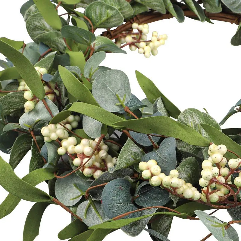 45cm Easter Holiday Garden Rattan Wreath with Eucalyptus Leaf Decor - All Colors
