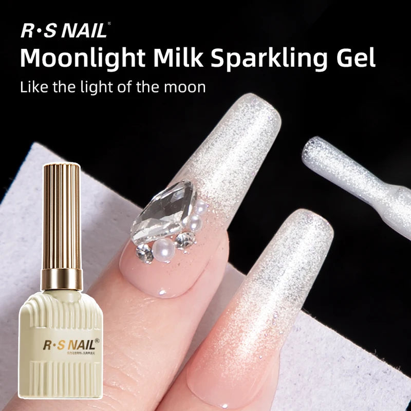 Milky White Glitter Gel Nail Polish - Sparkling UV LED Varnish for Summer